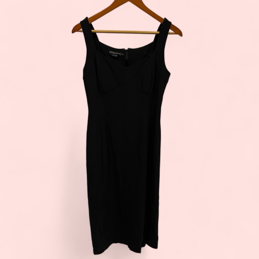 Sexy Y2K Adrienne Vittadini black sheath dress back slit midi length lined